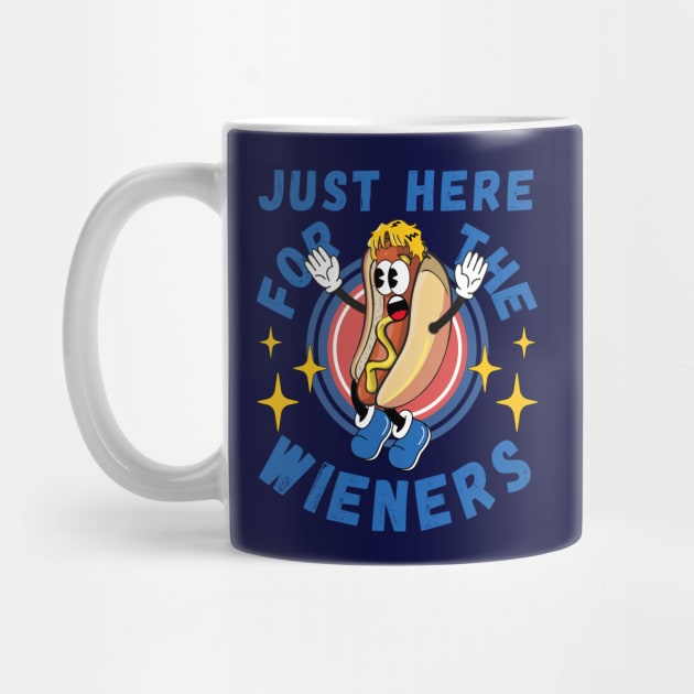 Retro Hot Dog I'm Just Here For The Wieners Fourth of July Funny by LittleZea